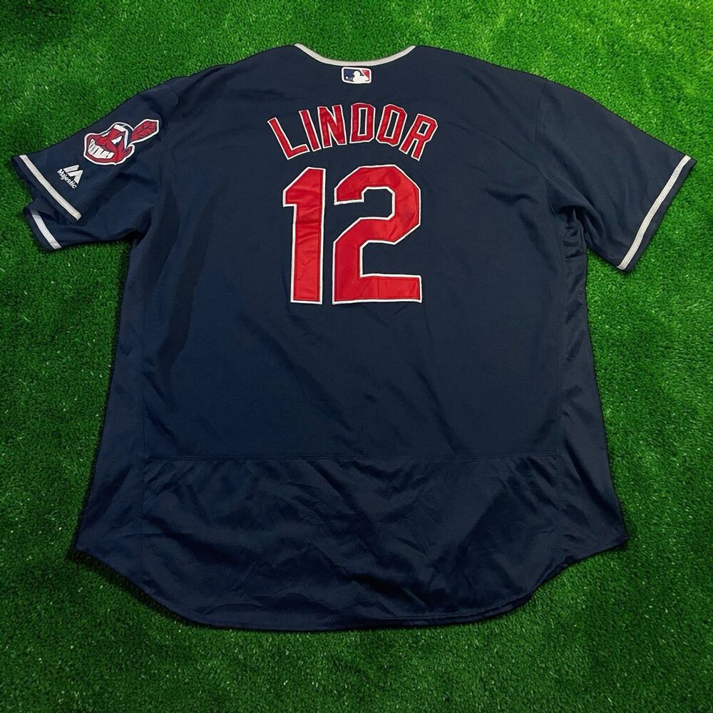 Francisco Lindor Cleveland Indians Majestic Flex Base Jersey Navy Blue 56 3XL